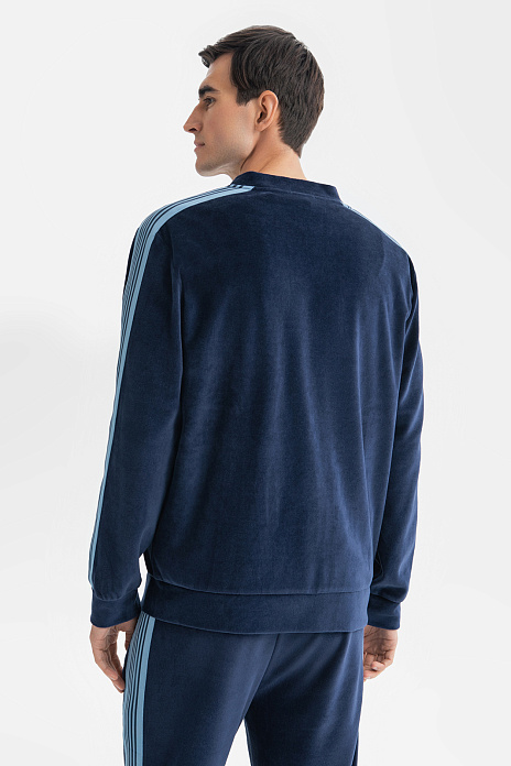 Толстовка из хлопка с лампасами, цвет Синий