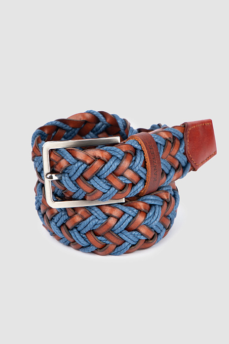 Ремень плетеный из натуральной кожи, цвет Коричневый