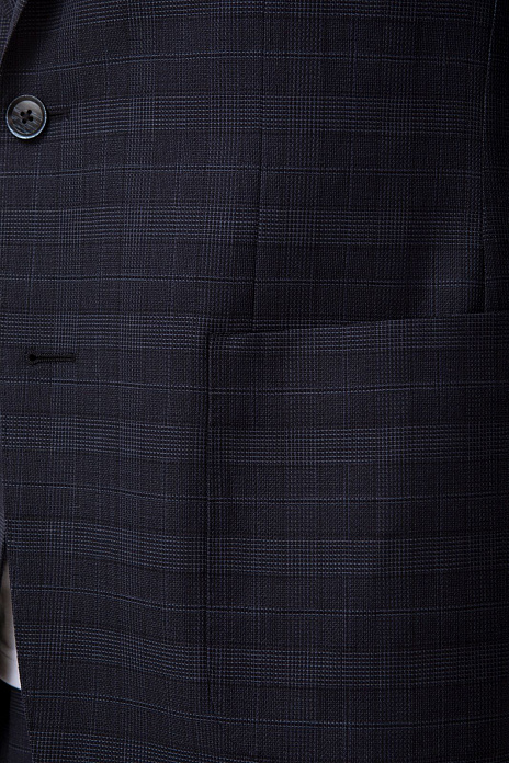 Пиджак из шерсти в клетку с водоотталкивающей обработкой, устойчивый к загрязнениям, цвет Синий
