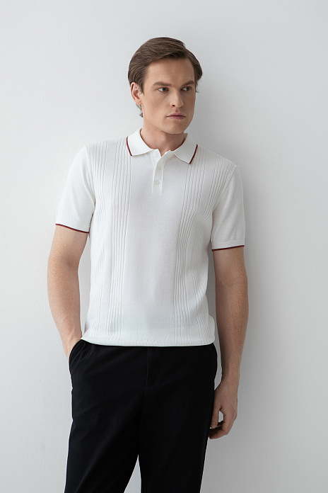 Поло из хлопка, шелка и льна, цвет Белый