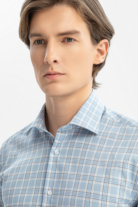 Сорочка из хлопка в клетку, цвет Голубой светлый