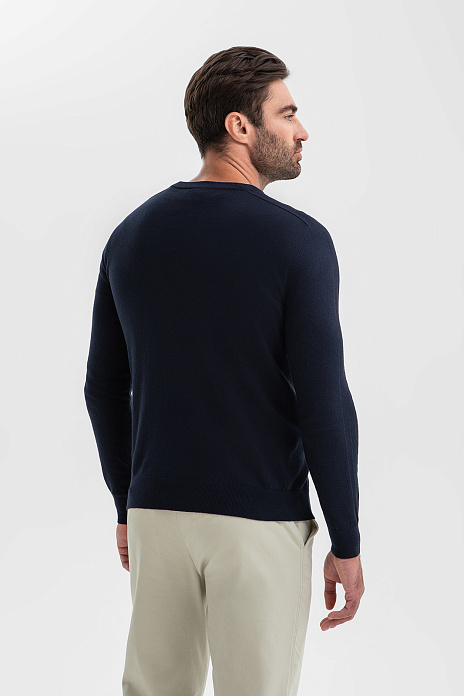 Джемпер из хлопка и кашемира, цвет Синий темный