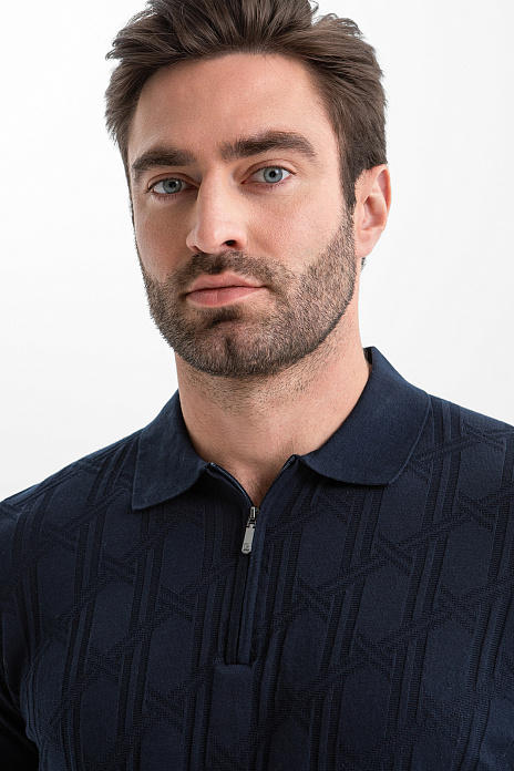 Поло из хлопка Пима, цвет Синий темный