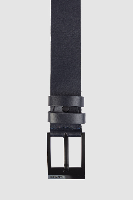 Синий кожаный ремень, цвет Синий темный