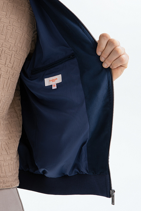 Бомбер из алькантары, цвет Синий темный