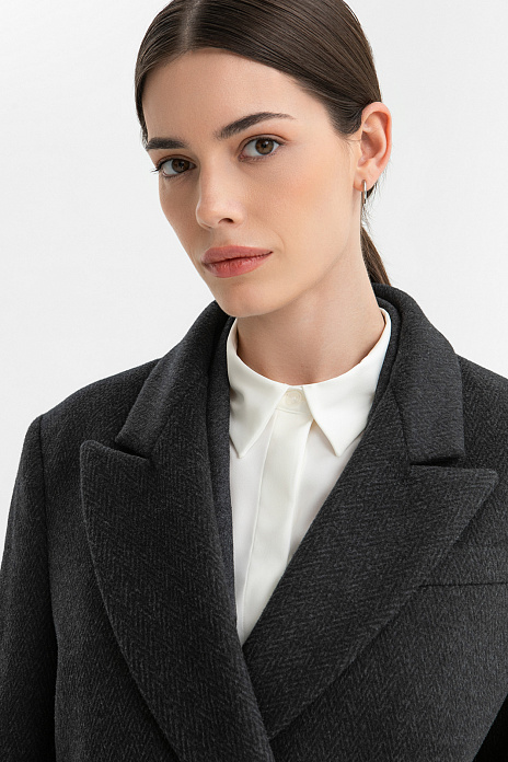 Пальто из смесовой шерсти, цвет Серый темный