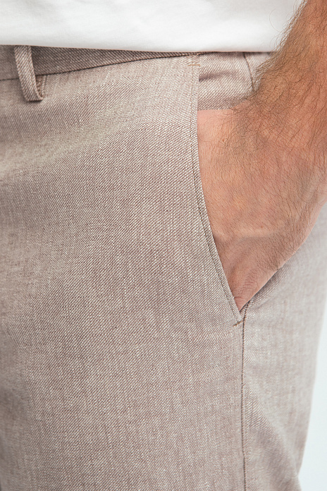 Брюки изо льна и хлопка на кулиске, цвет Бежевый