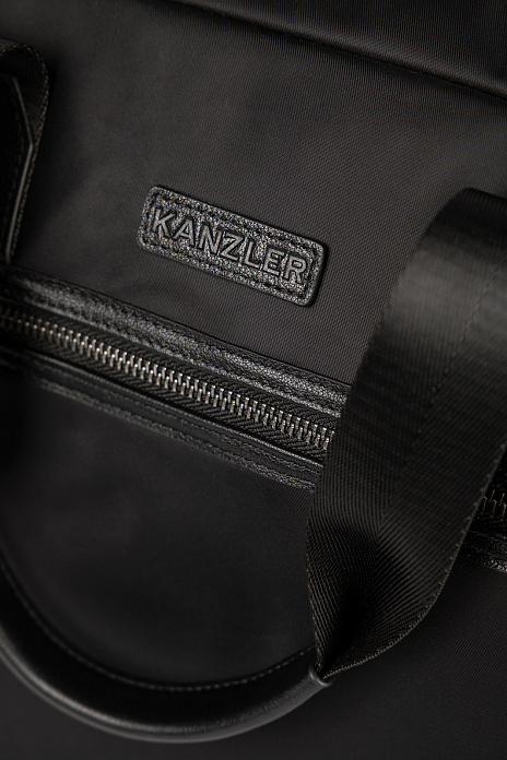 Сумка из натуральной кожи и текстиля, цвет Черный