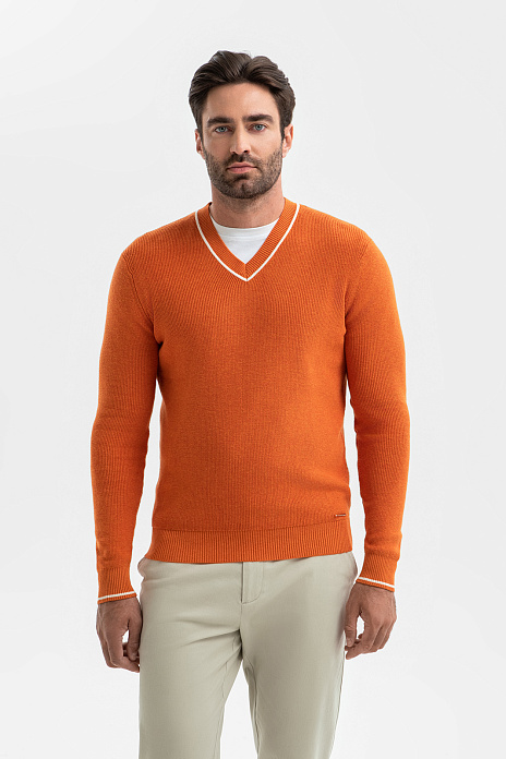 Джемпер из хлопка и кашемира, цвет Оранжевый