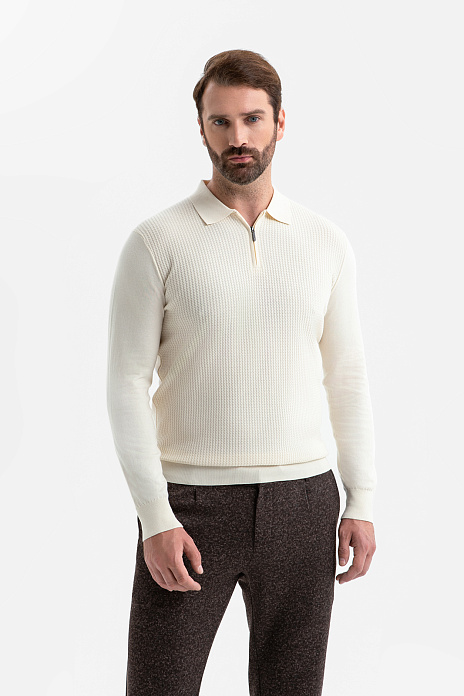 Джемпер поло из хлопка Пима, цвет Бежевый светлый