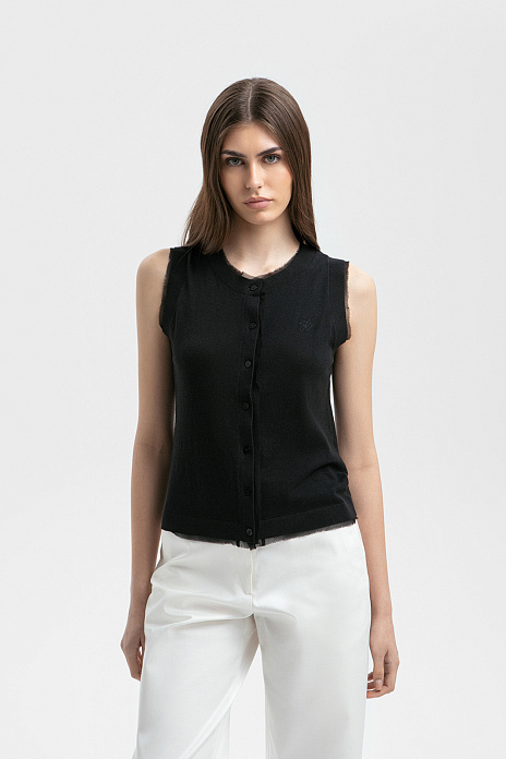 Блузка из хлопка и вискозы, цвет Черный