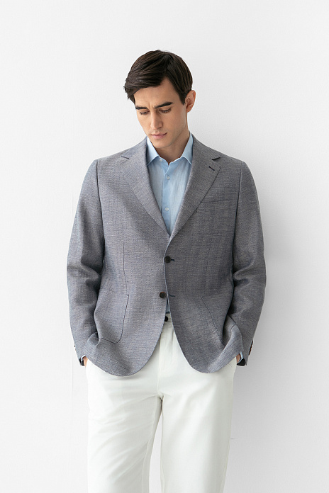 Пиджак изо льна и шерсти, лимитированная коллекция, цвет Голубой