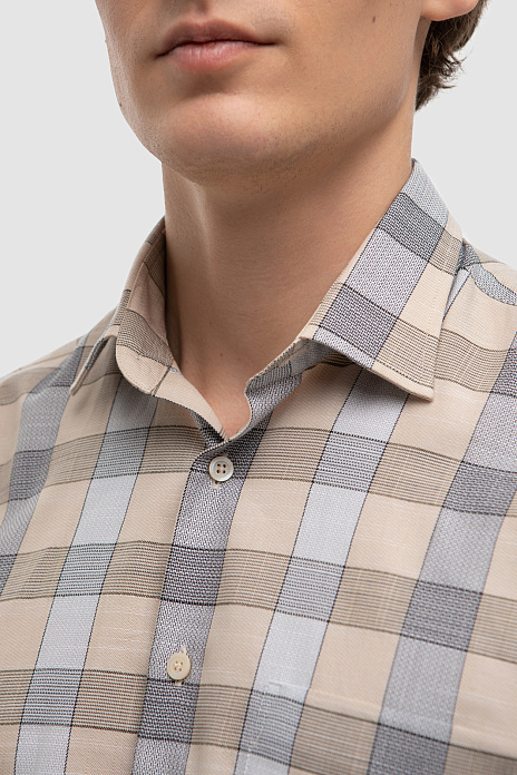 Сорочка с коротким рукавом из австрийской хлопковой ткани Getzner, лимитированная коллекция, цвет Бежевый