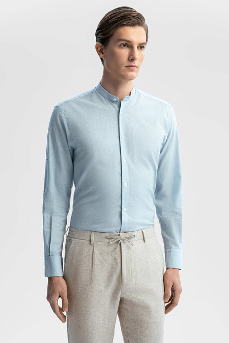 Сорочка изо льна и хлопка, цвет Голубой светлый