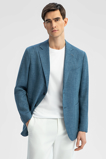 Пиджак из шерсти, льна и шелка, устойчивый к сминанию