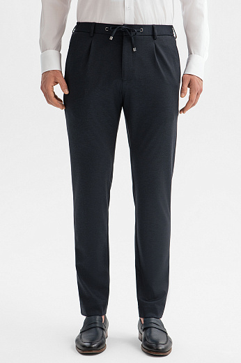 Синие брюки на кулиске из трикотажной ткани