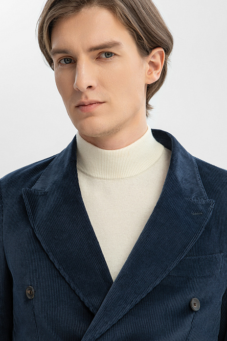 Пиджак из вельвета Duca Visconti Di Modrone, лимитированная коллекция, цвет Синий темный