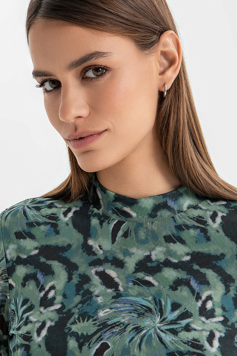 Лонгслив с принтом, цвет Зеленый