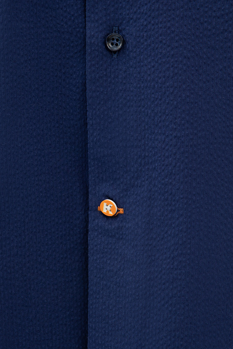 Сорочка с коротким рукавом из австрийской хлопковой ткани Getzner, цвет Синий темный