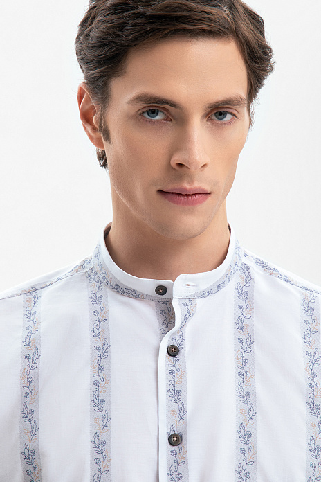 Сорочка с коротким рукавом из австрийской ткани Getzner, цвет Белый