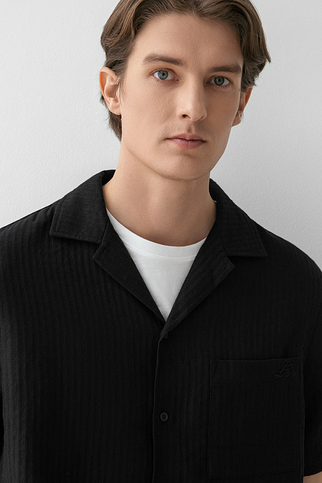 Рубашка изо льна и хлопка, лимитированная коллекция, цвет Черный