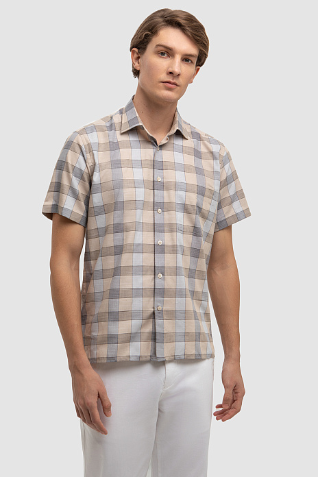 Сорочка с коротким рукавом из австрийской хлопковой ткани Getzner, лимитированная коллекция, цвет Бежевый