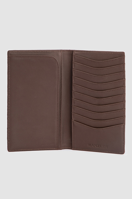 Портмоне из натуральной замши и кожи, цвет Коричневый