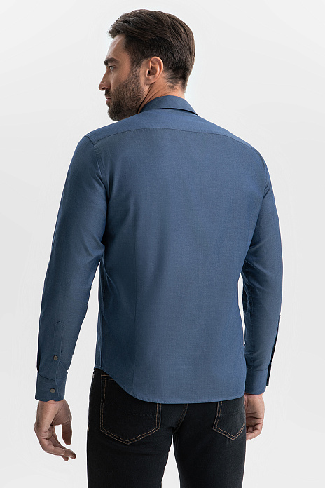 Сорочка из хлопка на молнии, цвет Синий темный