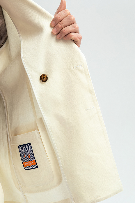 Пиджак двубортный изо льна и тенсела, цвет Белый