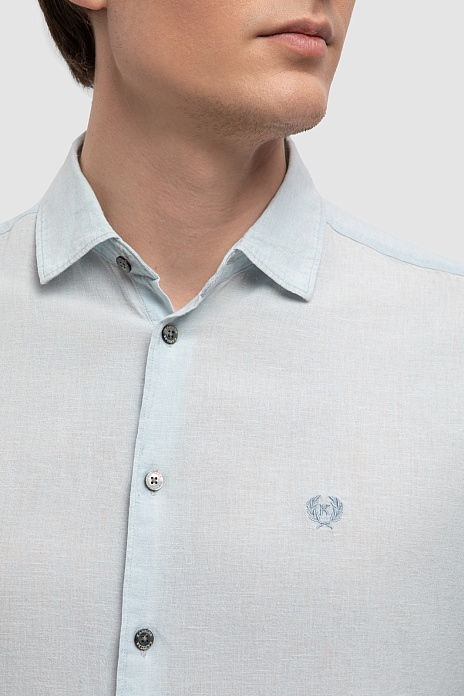 Рубашка изо льна и хлопка, цвет Голубой светлый