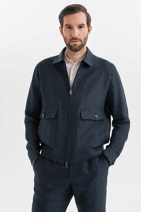 Куртка изо льна, цвет Синий темный