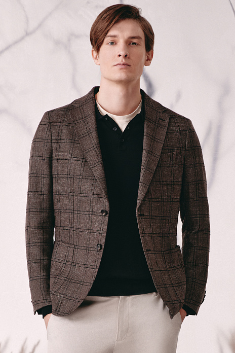 Пиджак из шерсти, льна и хлопка, лимитированная коллекция, цвет Коричневый